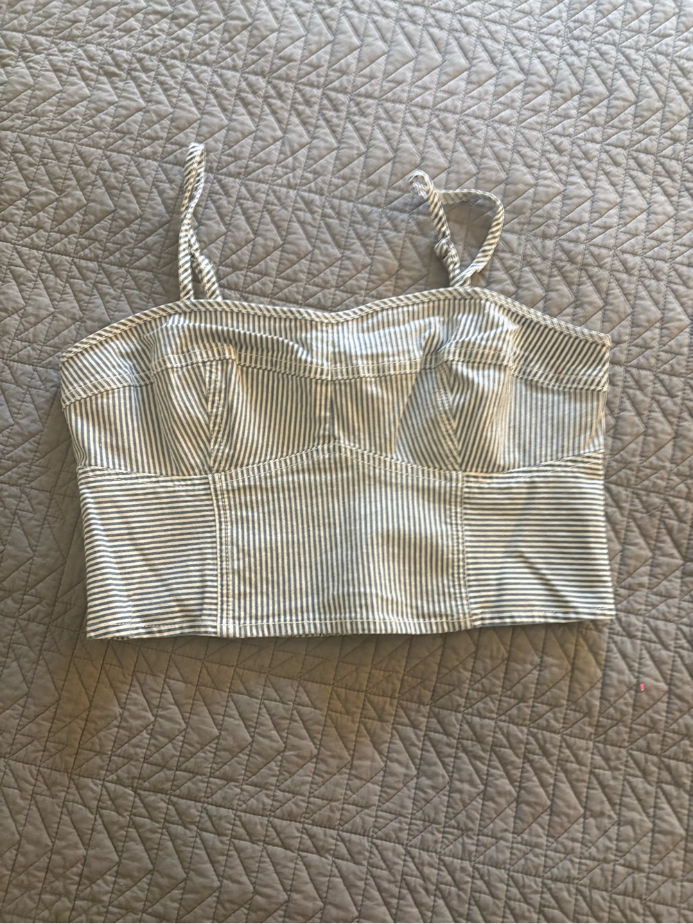 Universal Thread Cream and Black Striped Bustier Crop Top